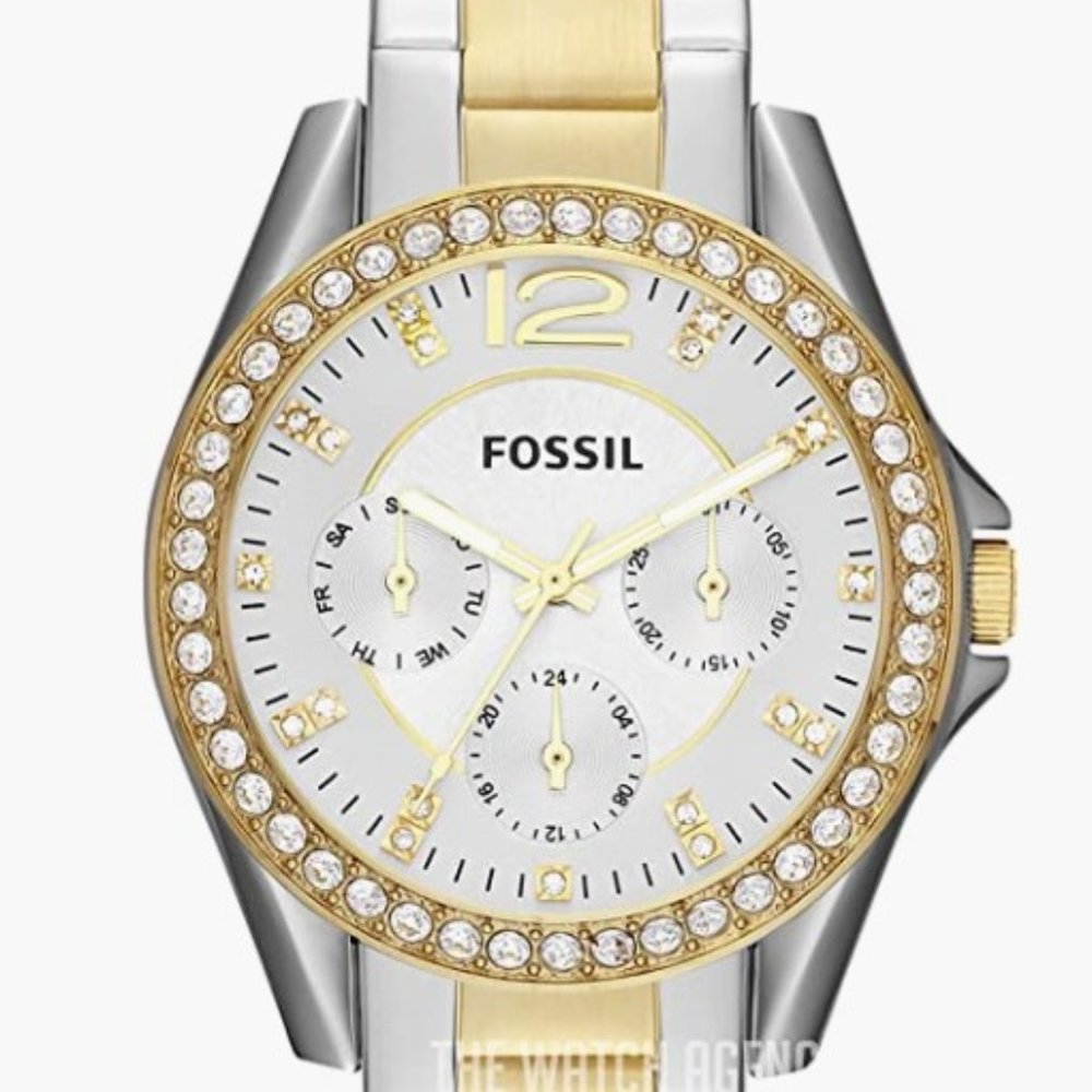 Fossil Women's Riley Stainless Steel Crystal-Accented Multifunction Quartz Watch